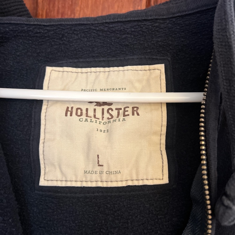 VTG Y2K Hollister California Navy Blue Beach Relay Full Zip Hoodie Sweatshirt Lg - Picture 2 of 5
